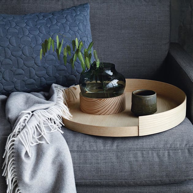 Glasvase mit Holzbasis von Fritz Hansen