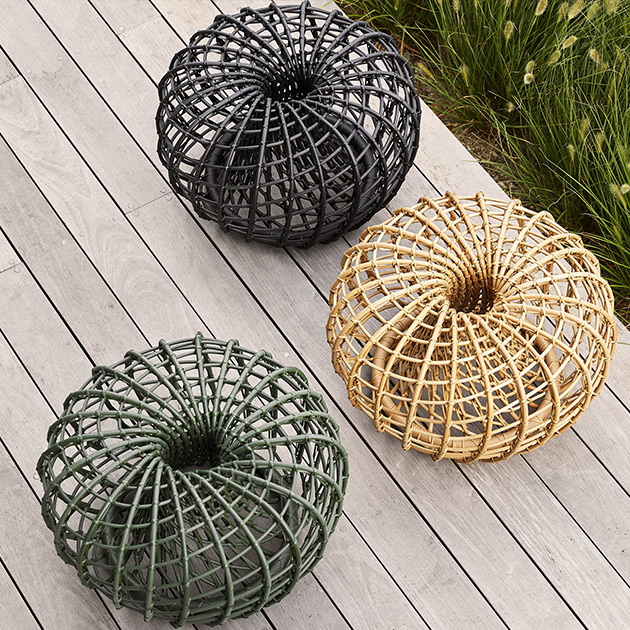 Runder Hocker oder Beistelltisch aus Geflecht. Outdoor von Cane-line