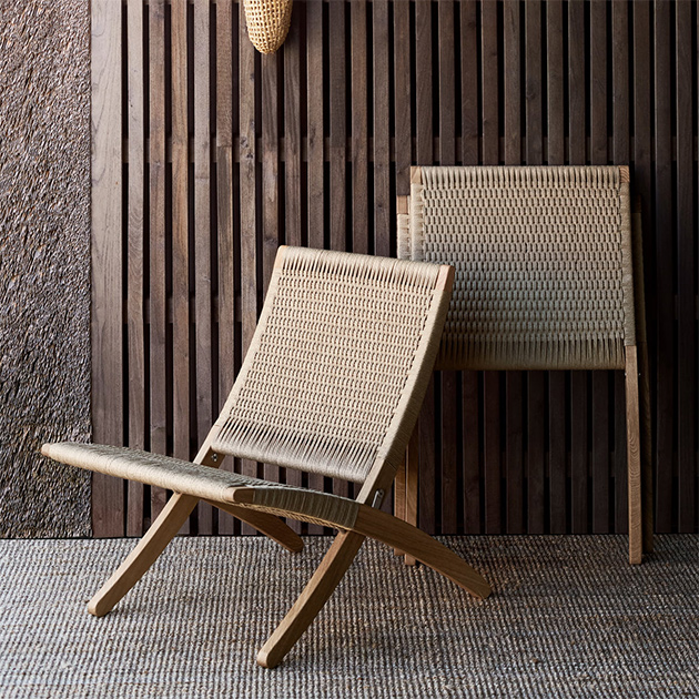 Cuba Chair Klappstuhl von Carl Hansen -Loungestuhl in Flechtoptik für unterschiedliche Wohnbereiche