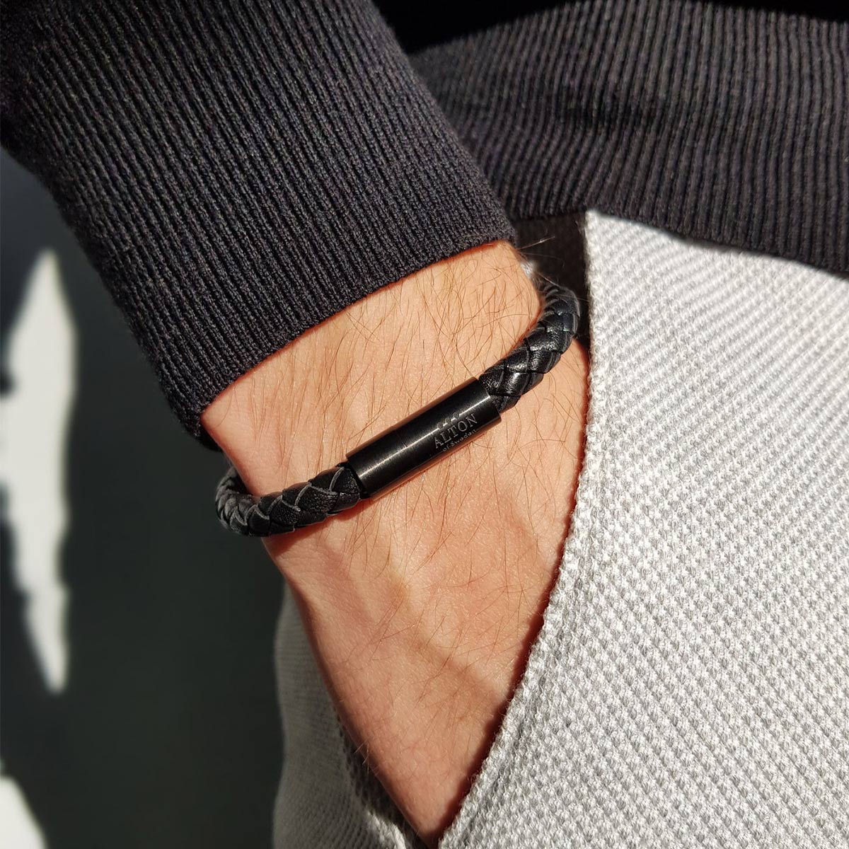 Alton of Sweden – BLACK CALFSKIN hochwertiges Lederarmband aus Kalbsleder