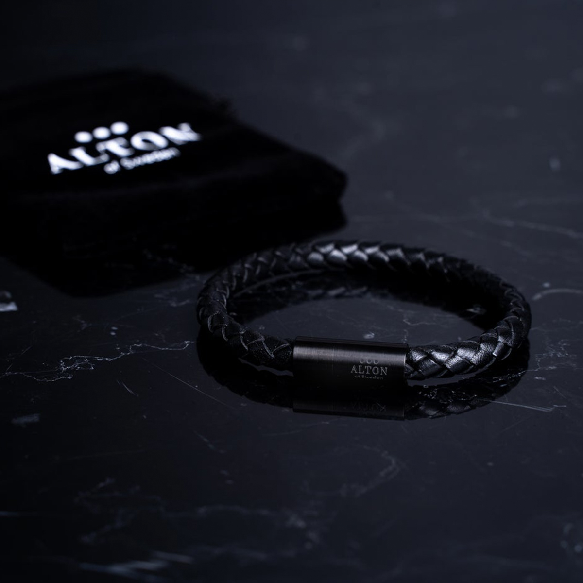 Alton of Sweden – BLACK CALFSKIN hochwertiges Lederarmband aus Kalbsleder