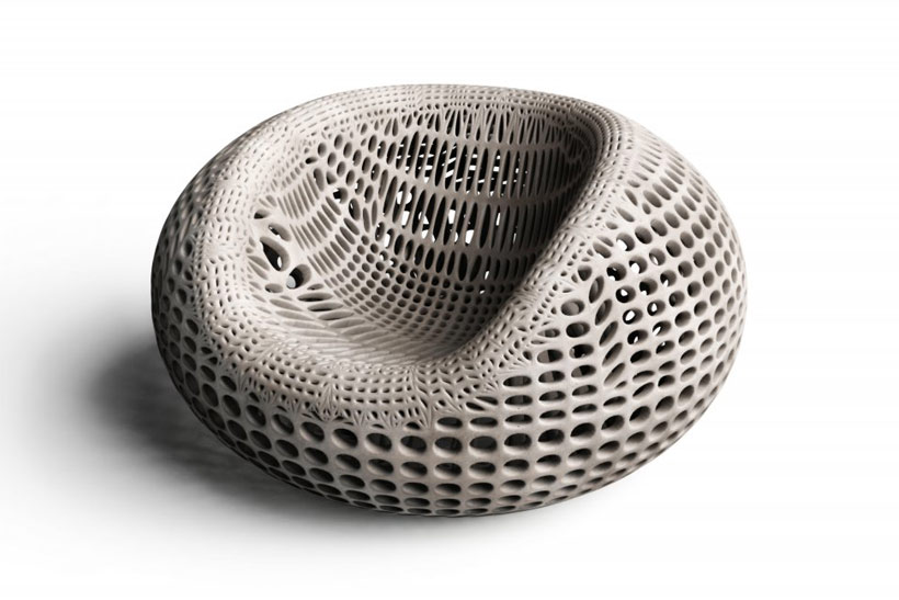 Organischer CHAIR N°ONE – gedruckt in 3D aus Beton