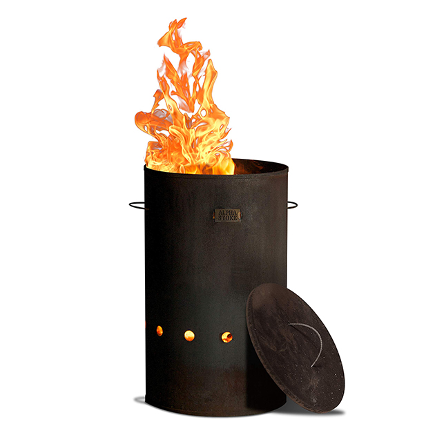 Industrielle Feuertonne aus Cortenstahl für draußen