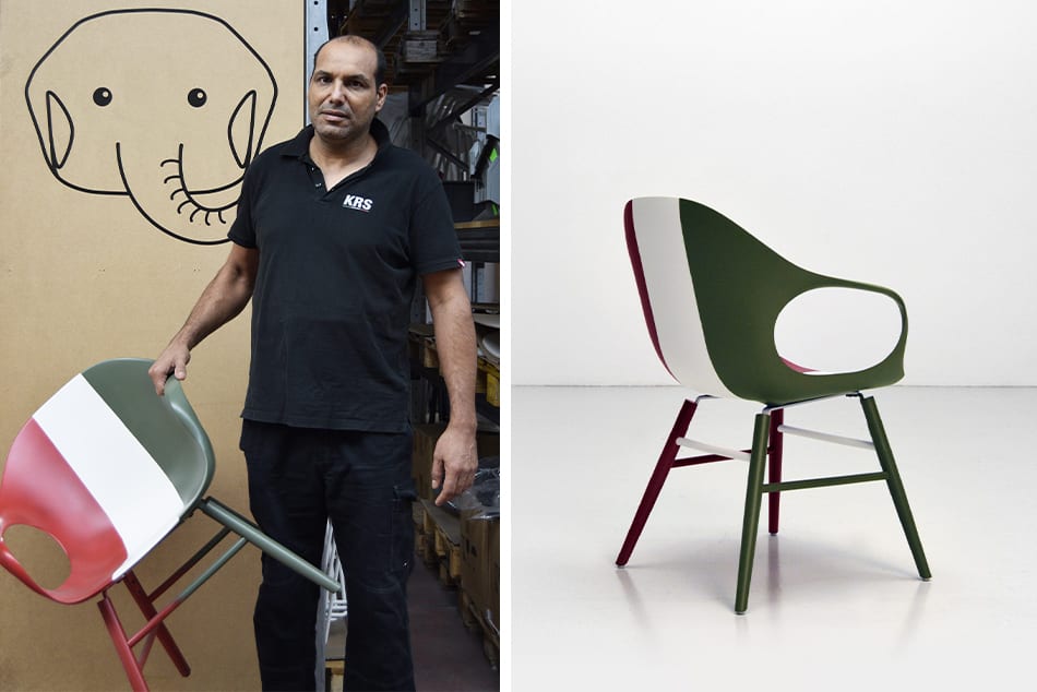 Elephant Stuhl von Kristalia in der italienischen Tricolore – gestaltet für Covid-19